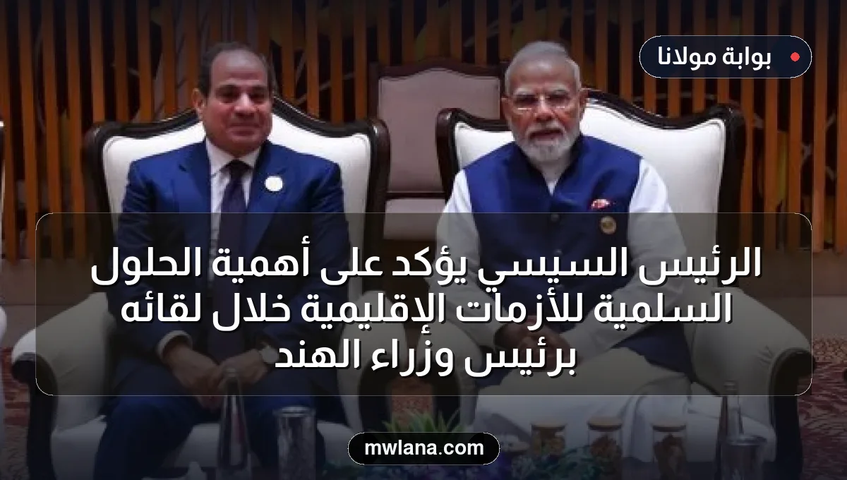 الرئيس السيسي يؤكد على أهمية الحلول السلمية للأزمات الإقليمية خلال لقائه برئيس وزراء الهند
