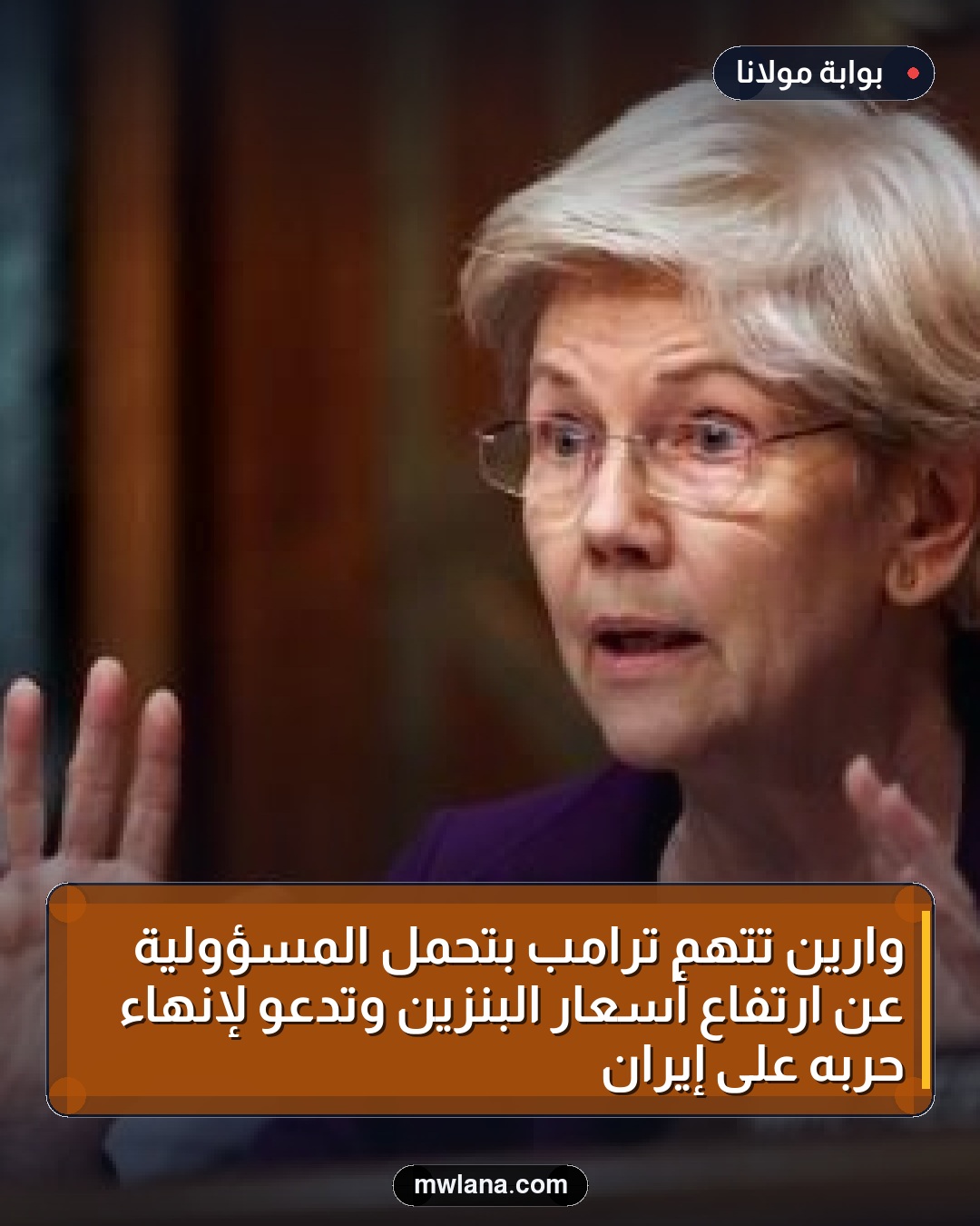 وارين تتهم ترامب بتحمل المسؤولية عن ارتفاع أسعار البنزين وتدعو لإنهاء حربه على إيران